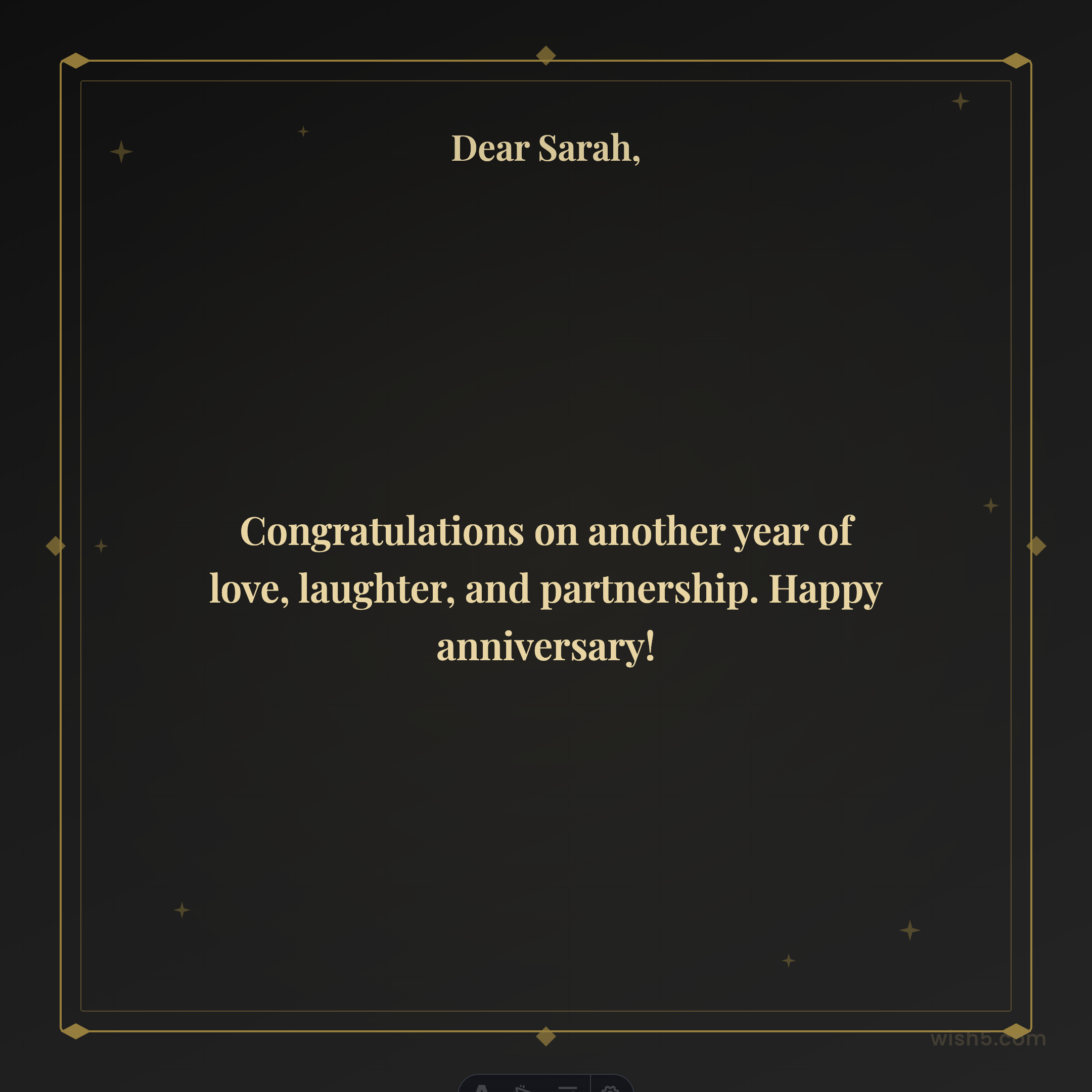Free anniversary greeting card example — Noir & Gold template