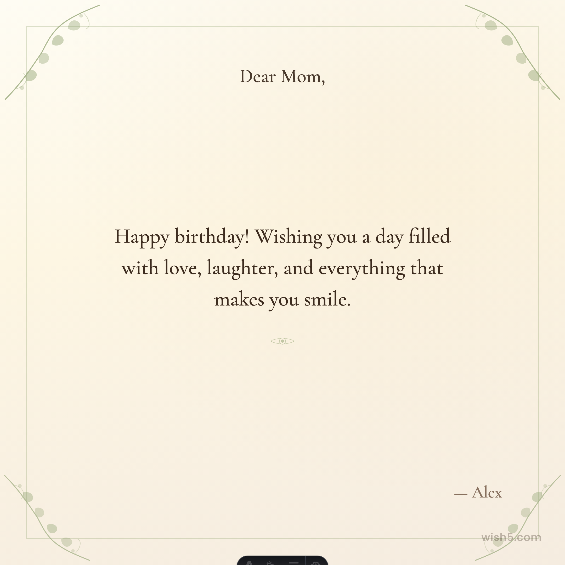 Free birthday greeting card example — Garden Elegance template