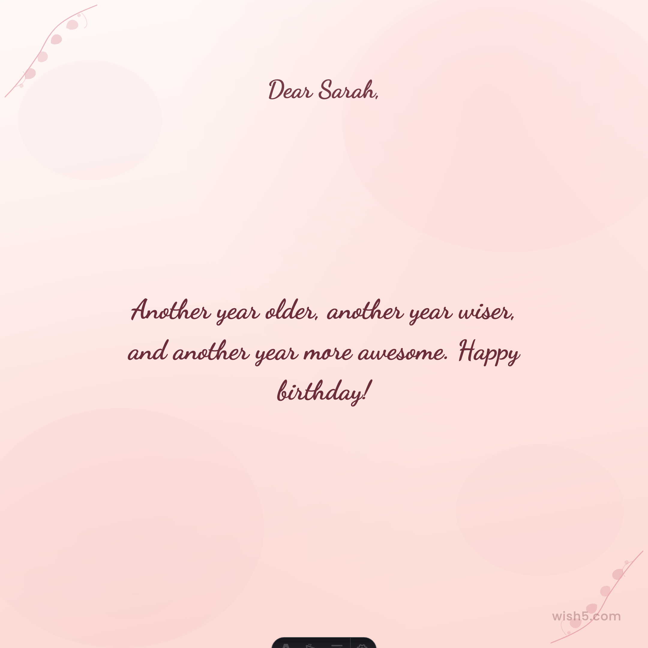 Free birthday greeting card example — Rose Wash template