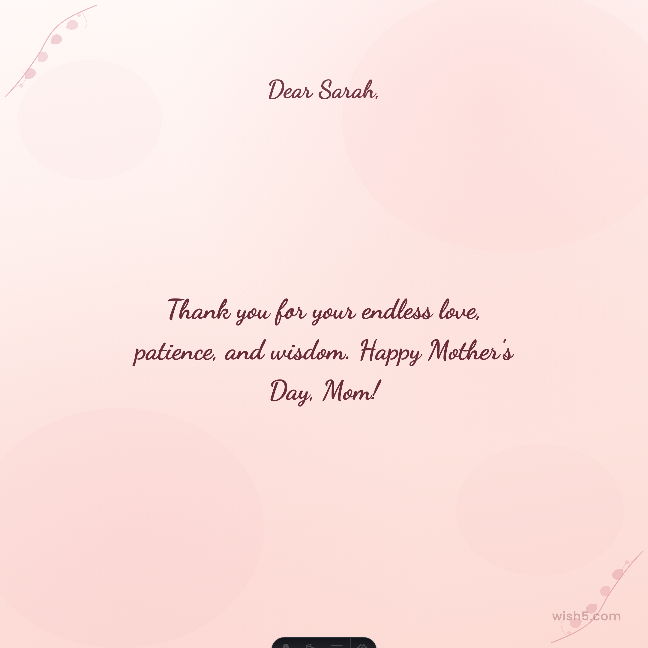 Free mothers day greeting card example — Rose Wash template