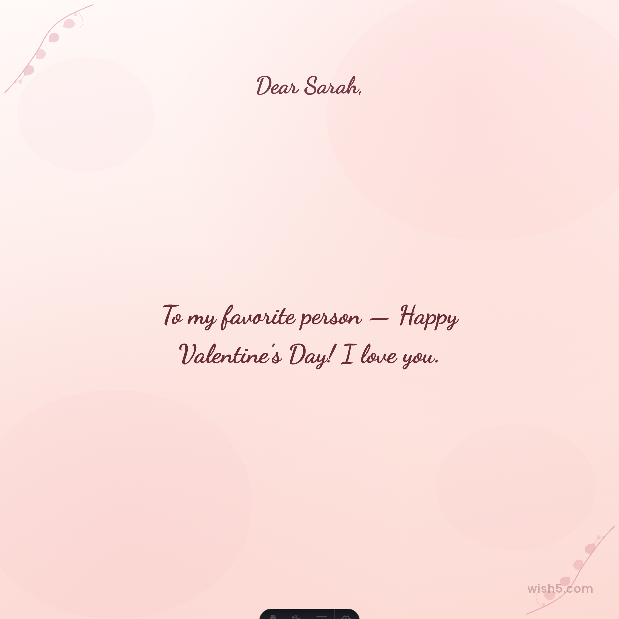 Free valentines greeting card example — Rose Wash template