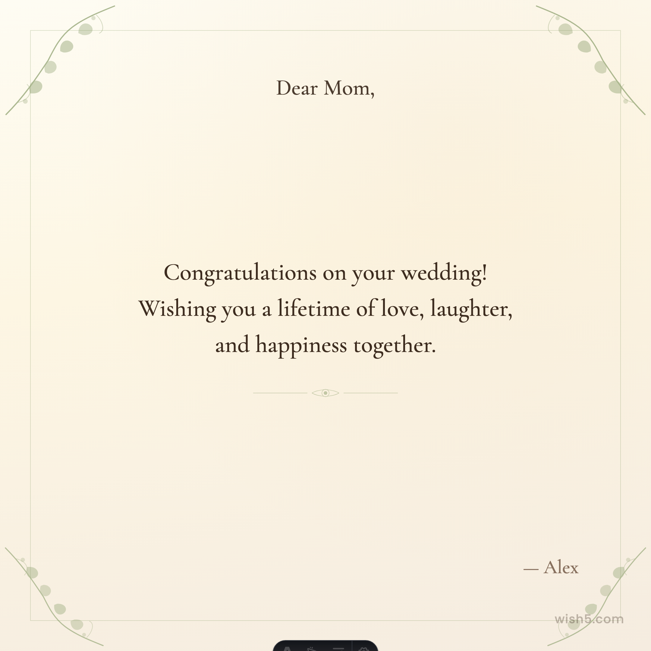 Free wedding greeting card example — Garden Elegance template