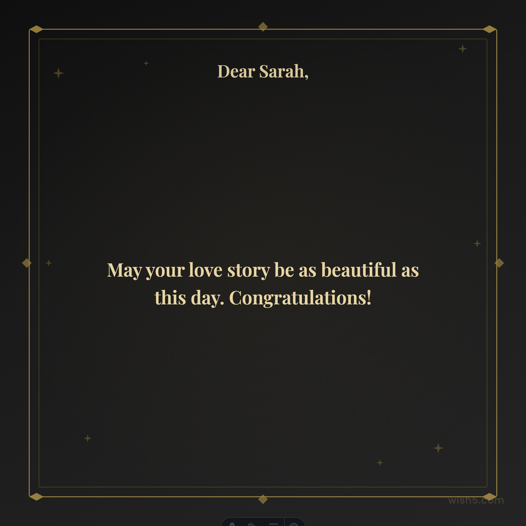 Free wedding greeting card example — Noir & Gold template